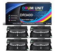 DR3400 Drum Unit Compatible for Brother DR 3400 TN3430 50000pages for HL-L5000D HL-L5100DN HL-L5200DW HL-L6400DW DCP-L5500DN MFC-L5700DW MFC-L5750DW MFC-L5850DW MFC-L5900DW Printers,Black-4pack