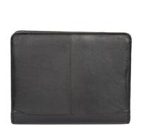 DR604 Leather Zip-Around Portfolio with Removable Metal Ring Binder Black
