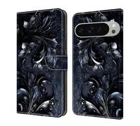Draamvol for Google Pixe 9 Pro XL/ 10 Pro XL Case, Wallet Shockproof Flip PU Leather Kickstand Card Slots Magnetic Closure Folio Soft TPU Bumper Case, Midnight Bloom