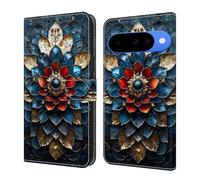 Draamvol for Google Pixel 10 Phone Case, Wallet Shockproof Flip PU Leather Kickstand Card Slots Magnetic Closure Notebook Folio Soft TPU Bumper for Google Pixel 10 Phone Case, Sapphire Bloom