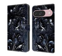 Draamvol for Google Pixel 9 Phone Case, Wallet Shockproof Flip PU Leather Kickstand Card Slots Magnetic Closure Notebook Folio Soft TPU Bumper for Google Pixel 9 Phone Case, Midnight Bloom