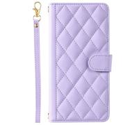 Draamvol for Honor 400 Lite Phone Case, Wrist Strap Wallet Card Holder Kickstand Lanyard Flip PU Leather Diamond Check Full-Body Soft TPU Bumper Shockproof Protection Phone Cover, Purple
