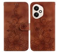 Draamvol for Honor 400 Phone Case, Wallet Card Slots Premium Flip PU Leather Kickstand Magnetic Closure Embossed Lily Pattern Shockproof TPU Bumper Heavy Duty Protection, Brown
