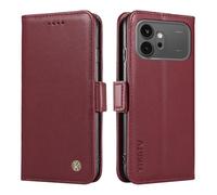 Draamvol for Honor 600 Phone Case, Wallet Card Holder Kickstand Magnetic Closure Solid Color Flip PU Leather TPU Bumper Heavy Duty Protection for Honor 600 Phone Cover, Wine Red