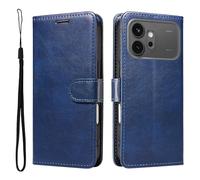 Draamvol for Honor 600 Phone Case, Wallet Card Holder Kickstand Solid Color Flip PU Leather Magnetic Closure Scratch Resistant TPU Bumper Heavy Duty Shockproof Protective Phone Cover, Blue