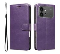 Draamvol for Honor 600 Phone Case, Wallet Card Holder Kickstand Solid Color Flip PU Leather Magnetic Closure Scratch Resistant TPU Bumper Heavy Duty Shockproof Protective Phone Cover, Purple
