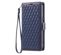 Draamvol for Honor X5C/ X5C Plus Phone Case with Wrist Strap Wallet Card Slots Lanyard Kickstand Diamond Check Flip PU Leather Magnetic Closure Heavy-Duty Shockproof TPU Bumper Cover, Blue