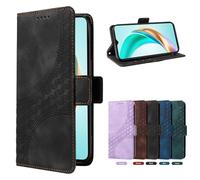 Draamvol for Honor X6C 4G Phone Case, Wallet Card Slots Kickstand Geometric PU Leather Flip Diamond Check Magnetic Protective Shockproof Soft TPU Bumper Cove, Black
