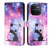 Draamvol for Honor X6C Phone Case, PU Leather Protective Magnetic Closure Flip Wallet Card Slots Built-in Kickstand Folio Bumper Phone Cover, Panda