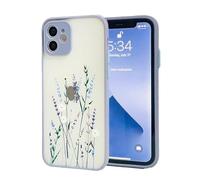 Draamvol for iPhone 12 Phone Case, Matte Translucent Floral Pattern Cover for Girl Woman Hard PC Back Anti Yellowing with Soft TPU Bumper Shockproof Protective for iPhone 12 Phone Cover, Grey