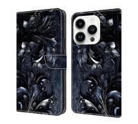 Draamvol for iPhone 15 Pro Max/ 16 Pro Max Case, Wallet Shockproof Flip PU Leather Kickstand Card Slots Magnetic Closure Folio Soft TPU Bumper for iPhone 15 Pro Max/ 16 Pro Max Case, Midnight Bloom