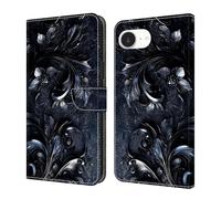 Draamvol for iPhone 16e/ 17e Phone Case, Wallet Shockproof Flip PU Leather Kickstand Card Slots Magnetic Closure Notebook Folio Soft TPU Bumper for iPhone 16e/ 17e Phone Case, Midnight Bloom