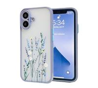 Draamvol for iPhone 17 Phone Case, Matte Translucent Floral Pattern Cover for Girl Woman Hard PC Back Anti Yellowing with Soft TPU Bumper Shockproof Protective for iPhone 17 Phone Cover, Grey