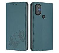 Draamvol for MOTO G Power 2022 Case, Wallet Card Holder Kickstand Magnetic Closure Flip Embossed Butterfly PU Leather Soft Scratch Resistant Shockproof Heavy Duty Protection Cover, Dark Green