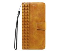 Draamvol for Moto G04/ G24/ G04S/ E14 Phone Case, Diamond Check Wallet Kickstand Card Holder Flip PU Leather Geometric Scratch Resistant Magnetic Closure Shockproof Soft TPU Cover, Brown