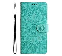 Draamvol for MOTO G86 Phone Case, Wallet Card Holder Kickstand Sunflower PU Leather Flip Magnetic Closure Shockproof Soft TPU Bumper Protective Cover, Green