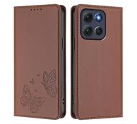 Draamvol for MOTO G86 Power Phone Case, Wallet Card Holder Kickstand Magnetic Closure Flip Embossed Butterfly PU Leather Soft Scratch Resistant Shockproof Heavy Duty Protection Cover, Brown