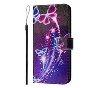 Draamvol for Nokia C01 Plus/ C1 2nd Edition Phone Case, Wallet Card Holder Kickstand Scratch Resistant Flip PU Leather Magnetic Closure TPU Bumper Heavy Duty Protection Case, Fireworks Butterfly