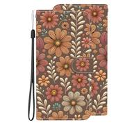 Draamvol for Nokia C21 Plus Case, Wallet Shockproof Flip PU Leather Shell with Card Slots Kickstand Magnetic Closure Soft TPU Bumper Protective Cover for Nokia C21 Plus, Brown Flowers
