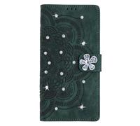 Draamvol for OPPO A16/ A16S/ A53 5G Phone Case, Wallet Card Holder Slots Embossed Shockproof Flip PU Leather Mandala Kickstand Magnetic Clasp TPU Inner Bumper Cover, Green