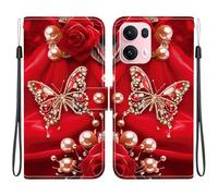 Draamvol for OPPO Reno 13 Pro Case, Wallet Kickstand Card Holder Flip Premium PU Leather with Magnetic Closure Scratch Resistant Shockproof TPU Bumper Protective Cover, Rose & Butterfly