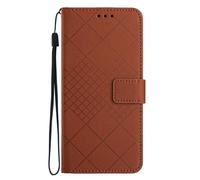 Draamvol for OPPO Reno 14/ 14F Case PU Leather Wallet Case with Geometric Card Holder Shockproof Diamond Check TPU Bumper Flip Kickstand Magnetic Closure for OPPO Reno 14/ 14F Phone Cover, Brown