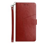 Draamvol for OPPO Reno 14/ 14F Phone Case, Geometric PU Leather Kickstand Shockproof Wallet Cover Magnetic Closure Flip Card Slots for OPPO Reno 14/ 14F Phone Case, Brown