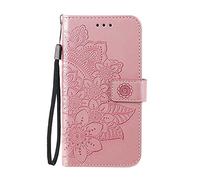 Draamvol for OPPO Reno 14 5G/ 14F Phone Case, Wallet Card Slots Flower Embossing Design PU Leather Flip Kickstand Magnetic Protective Shockproof Soft TPU Bumper Cover, Rose Gold