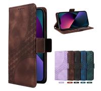 Draamvol for OPPO Reno 14 5G/ 14F Phone Case, Wallet Card Slots Kickstand Geometric PU Leather Flip Diamond Check Magnetic Protective Shockproof Soft TPU Bumper Cove, Brown