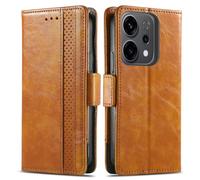 Draamvol for Oppo Reno 14 5G Case, Shockproof Wallet PU Leather Premium Geometric Cover TPU Bumper for Oppo Reno 14 5G Magnetic Clasp Kickstand Card Slots Shockproof Protective Cover, Light Brown