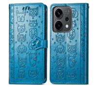 Draamvol for Oppo Reno 14 5G Phone Case, Wallet Premium PU Leather Oppo Reno 14 5G Embossed Cat Dog Shockproof Magnetic Clasp Animal Shockproof Protective with Card Holder Kickstand Cover, Gold