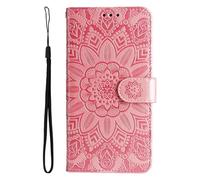 Draamvol for OPPO Reno 14 Pro Phone Case, Wallet Card Holder Kickstand Sunflower PU Leather Flip Magnetic Closure Shockproof Soft TPU Bumper Protective Cover, Rose Gold