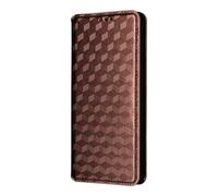 Draamvol for OPPO Reno 14F 5G Phone Case with Wrist Strap Wallet Kickstand Lanyard Flip PU Leather Diamond Check Card Holder Magnetic Closure Full-Body TPU Bumper Shockproof Protective Cover, Brown