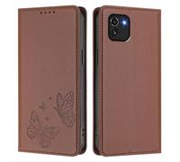 Draamvol for Samsung Galaxy A03 Case, Wallet Card Holder Kickstand Magnetic Closure Flip Embossed Butterfly PU Leather Soft Scratch Resistant Shockproof Heavy Duty Protection Cover, Brown