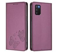 Draamvol for Samsung Galaxy A03s Case, Wallet Card Holder Kickstand Magnetic Closure Flip Embossed Butterfly PU Leather Soft Scratch Resistant Shockproof Heavy Duty Protection Cover, Purple