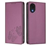 Draamvol for Samsung Galaxy A04/ A03 core 4G Case, Wallet Card Holder Kickstand Magnetic Closure Flip Embossed Butterfly PU Leather Soft Scratch Resistant Shockproof Cover, Purple