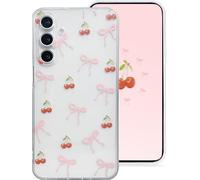 Draamvol for Samsung Galaxy A04S/ A13 5G Case, Clear Cute Cherry & Bowknot Pattern Slim Soft TPU Shockproof Phone Case Transparent Anti-Yellowing Protective Cover for Women Girls, Bow Cherry
