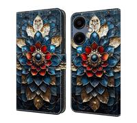 Draamvol for Samsung Galaxy A06/ A07 Case, Wallet Shockproof Flip PU Leather Kickstand Card Slots Magnetic Closure Folio Soft TPU Bumper for Samsung Galaxy A06/ A07 Case, Sapphire Bloom