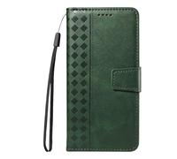 Draamvol for Samsung Galaxy A14 5G Phone Case, Diamond Check Wallet Kickstand Card Holder Flip PU Leather Geometric Scratch Resistant Magnetic Closure Shockproof Soft TPU Cover, Green