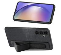 Draamvol for Samsung Galaxy A14 Phone Case with PU Leather Wrist Strap Kickstand Shockproof Bumper Standing Grip Case Protective Soft TPU Slim Fit Cover for Samsung Galaxy A14 5G Case,Black