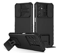 Draamvol for Samsung Galaxy A15 5G Case with Slide Camera Cover Shockproof Kickstand Military Grade Lens Protection Soft TPU Bumper Hard PC Back Case for Samsung A15 5G Phone Case,Black