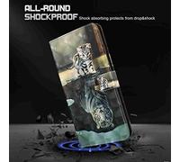 Draamvol for Samsung Galaxy A17 Phone Case, Shockproof 3D PU Leather Wallet Card Slots Scratch Resistant Magnetic Closure Viewing Stand Function for Samsung Galaxy A17 5G Phone Cover, Cat & Tiger