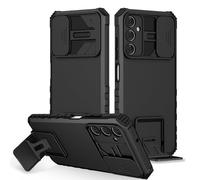 Draamvol for Samsung Galaxy A35 5G Case with Slide Camera Cover Shockproof Kickstand Military Grade Lens Protection Soft TPU Bumper Hard PC Back Case for Samsung A35 5G Phone Case,Black