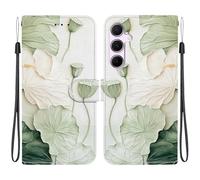 Draamvol for Samsung Galaxy A55 5G Case, Wallet Shockproof Flip PU Leather Shell with Card Holder Kickstand Magnetic Closure Soft TPU Bumper Protective Phone Cover for Samsung Galaxy A55 5G, Lotus