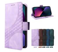 Draamvol for Samsung Galaxy S25 FE Phone Case, Wallet Card Slots Kickstand Geometric PU Leather Flip Diamond Check Magnetic Protective Shockproof Soft TPU Bumper Cove, Purple