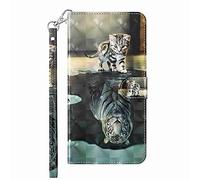 Draamvol for Samsung Galaxy S25 Phone Case, Shockproof 3D PU Leather Wallet Card Slots Scratch Resistant Magnetic Closure Viewing Stand Function, Cat & Tiger