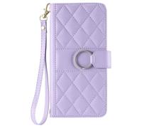 Draamvol for Samsung Galaxy S26 Edge Phone Case, Wrist Strap Wallet Card Holder Kickstand Flip PU Leather Diamond Check for Samsung Galaxy S26 Edge Full-Body Soft TPU Bumper Phone Cover, Purple