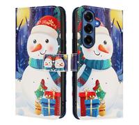 Draamvol for Samsung Galaxy S26 Plus Case, Xmas Shockproof Flip PU Leather Wallet Case with Card Slot Kickstand Magnetic Closure Christmas Festive TPU Bumper Protective, Snowman & Gift