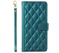 Draamvol for Samsung Galaxy S26 Plus Phone Case, Wrist Strap Wallet Card Holder Kickstand Lanyard Flip PU Leather Diamond Check Full-Body Soft TPU Bumper Shockproof Protection Phone Cover, Green