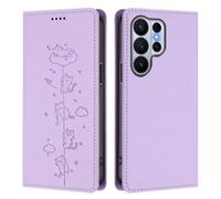 Draamvol for Samsung Galaxy S26 Ultra Case, Shockproof PU Leather Embossed Cat Wallet Cover with Card Holder Slots Magnetic Closure Kickstand Flip Folio Book Style Phone Case, Light Purple